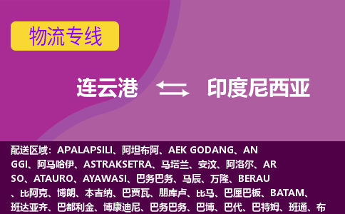 連云港到印度尼西亞海運(yùn)，連云港到印度尼西亞空運(yùn)公司，連云港到印度尼西亞物流專線