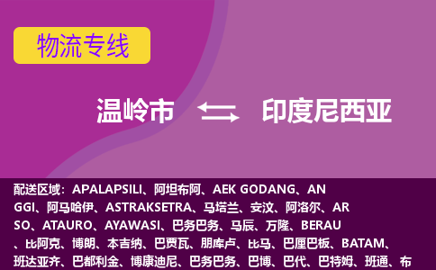 溫嶺市到印度尼西亞海運，溫嶺市到印度尼西亞空運公司，溫嶺市到印度尼西亞物流專線