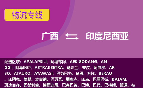 廣西到印度尼西亞物流專線全境/直達(dá)，廣西到印度尼西亞空運（海運）公司